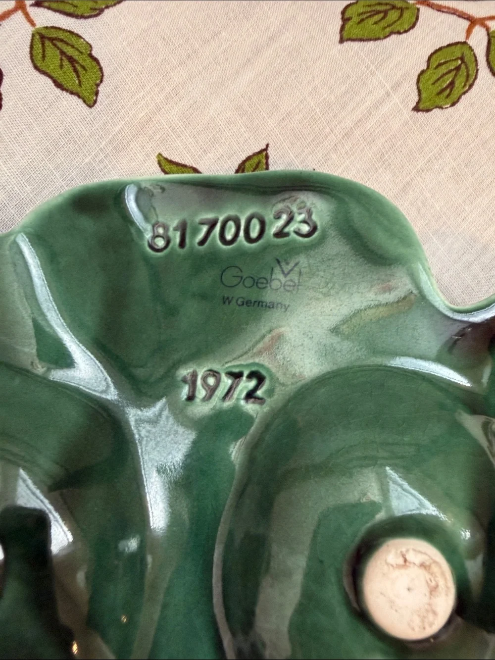 Vintage 1972 Goebel West Germany Green Ceramic Clover Egg Plate Tray 81 700 23